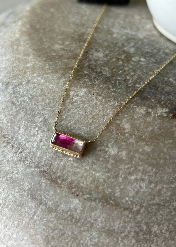 Jamie Joseph 14k Necklace w/ Rect. Pink Tourmaline