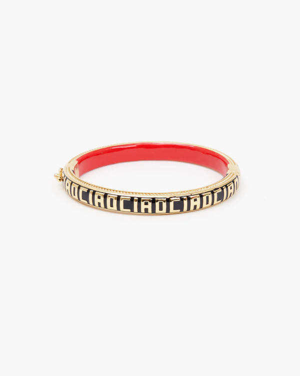 Clare V. Enamel Bangle,  Gold Black