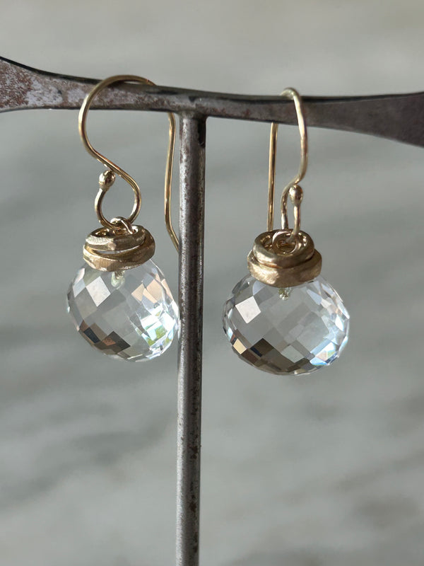 Jamie Joseph 14K gld Earrings w/ Rock Crystal Quartz Drop
