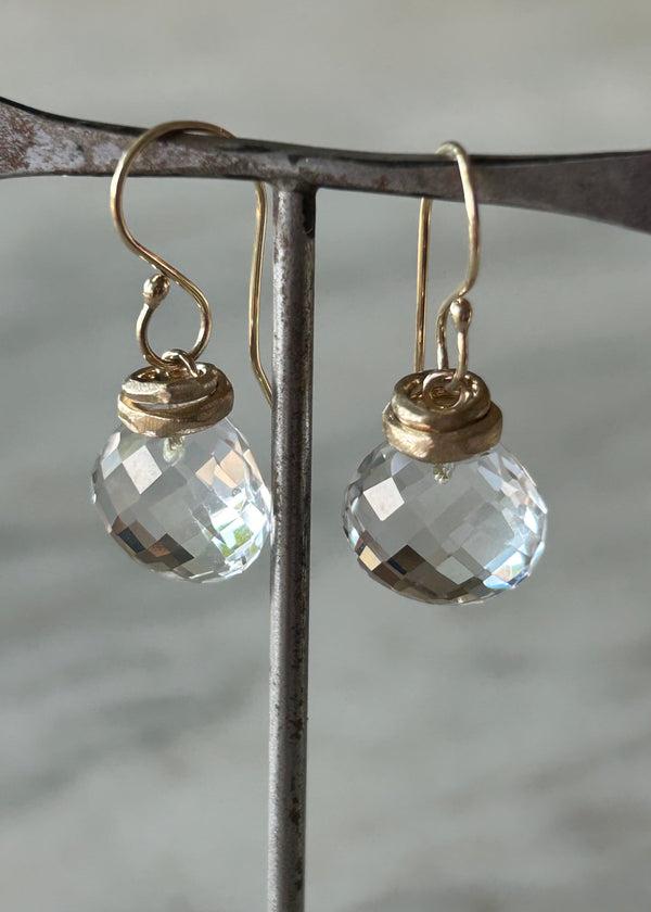 Jamie Joseph 14K gld Earrings w/ Rock Crystal Quartz Drop